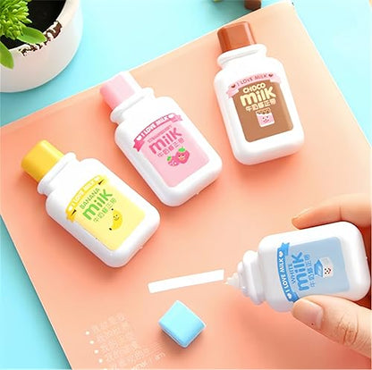 4PCS Cute Milk Bottle Style Correction Tape Office School Supplies (Random Color)