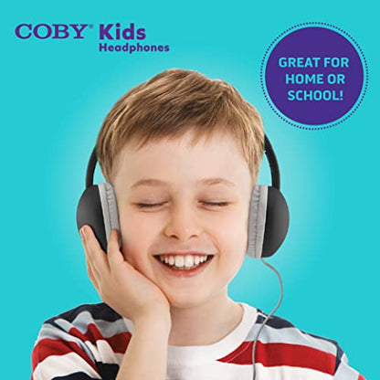Coby Wired Kids’ Headphones, Over-Ear Headphones with 3.5-Millimeter Jack and Soft Cushions for School, Learning, and Travel, 85 dB Volume Limit, Built-in Microphone, Adjustable Headband, Pink - color: PINK