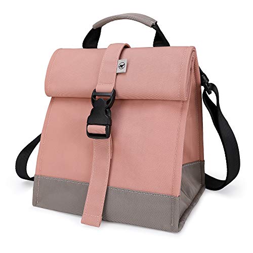 SUNNY BIRD Insulated Lunch Bag Rolltop Lunch Box (Pink) - color: Pink