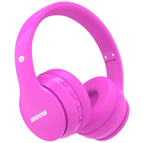 MIDOLA Kids Bluetooth Headphones 68H Play Time,Volume Limit 85/94dB, Foldable Lightweight Wireless Over-Ear Headphone for Kid Toddler Child Pad Tablet,Headsets with Built-in Mic Hot-Pink - color: Rose Pink
