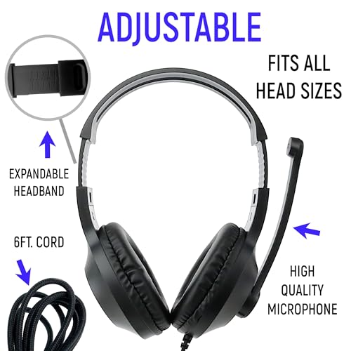 Bulk Headphones for Classroom with Microphone, Heavy-Duty School Pack Wired Headphones for Students with Rotating Boom Mic. Teacher Must Haves from Elementary to College (24 Pack Black) - color: 24 Pack Black