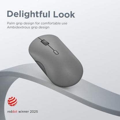 Lenovo 350 Wireless Bluetooth Mouse, Silent Click, 3 Level DPI (1000, 1600, 2400), 36 Month Battery Life, 2 Device Pairing, Luna Grey - color: Luna Grey