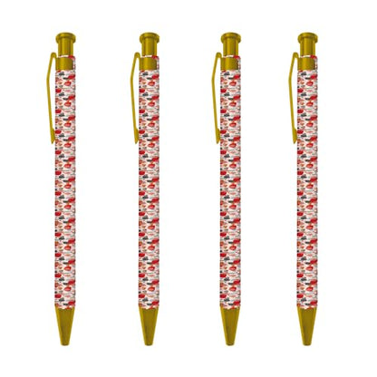 Ballpoint Pen 4Pcs Click Black Ink Metal Retractable 1.0 mm Medium Ballpoint Pens Quick Dry for Office School (Colorful graffiti) - color: Colorful graffiti