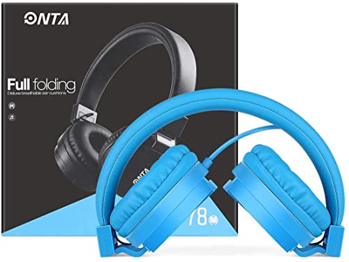 ONTA Kids Headphones for Boys Girls - Child Student Headset Wired Plug Toddler Earphones School Teen on Ear for Ipad | Computer | Smart Phone | Amazon Fire Tablet | Laptop | Plane Travel | Game, Blue - color: Blue