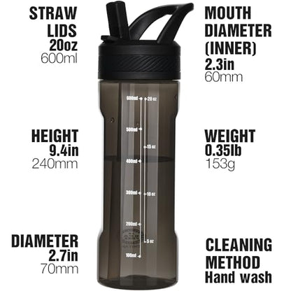 OLDLEY 20oz Kids Water Bottle with Straw, BPA-Free Tritan Water Bottle for School, Leakproof Clear Water Bottle with One Click Open, Measurement Scale, Cup Holder Friendly for Boys Girls,Black - color: A-Black