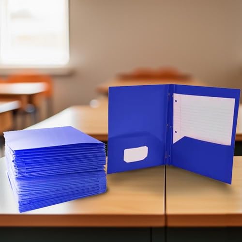 School Smart 2-Pocket Poly Folders with Fasteners, Blue, Pack of 25 - color: Blue, style: Fasteners