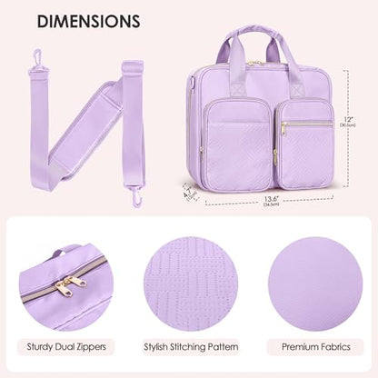 3 Ring Zipper Binder, 2 Inch Ring Binder Organizer Bag with Strap | Binder Bag Fits 13" Laptop & 500 Sheets, Detachable Shoulder Strap, Large Capacity Zip Up Portfolio Folder Bag for Office - color: Purple