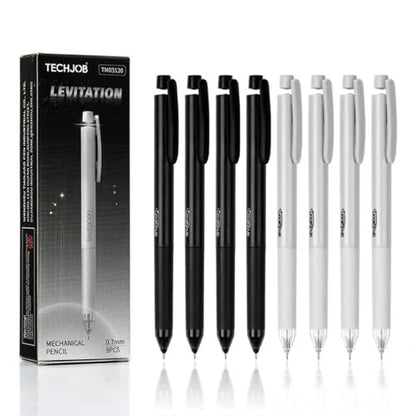 Mechanical Pencil Set 8PCS，Medium Point (0.7mm),Unique Levitation Design of Pen Cap Mechanical Pencils-Back to School Essentials, Note-Taking, Teacher Supplies, Office Supplies, 4 Black+4 Grey