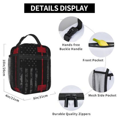 Weightlifting American Flag Lunch Bag 10In | Insulated Lunch Box Reusable Tote Bag For Picnic Office For Women Men - color: Style 1