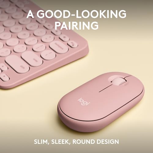 Logitech Pebble 2 Combo, Wireless Keyboard and Mouse, Quiet and Portable, Customizable, Logi Bolt, Bluetooth, Easy-Switch for Windows, macOS, iPadOS, Chrome - Tonal Rose - color: Rose