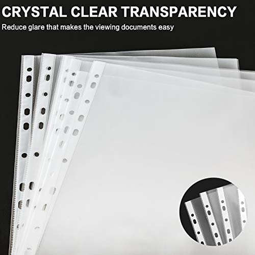 Sheet Protectors, PANDRI 400 Pack Clear Heavy Duty Plastic Page Protectors Sheet Reinforced 11-Hole Fit for 3 Ring Binder Fits Standard 8.5 x 11 Paper, 9.25 x 11.25 Top Loaded, Excluding Acid - size: 400 PACK