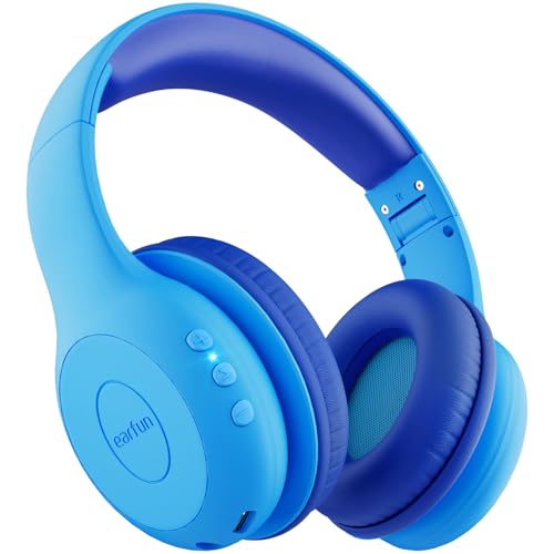 EarFun Kids Bluetooth Headphones, K2 Kids Headphones with Volume Limited, 60H Playtime, Bluetooth 5.4 Headphones with Mic, Stereo Sound, Foldable Over-Ear Headphones for Kids/School (Royal Blue) - color: Royal Blue