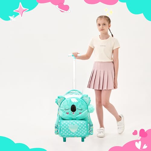 Kids Rolling Backpack with Wheels for Girls Cute koala School Roller Backpack,Carry on Travel Luggage with Lunch Bag and Pencil Case for Girls Ages 5-12 - color: 01 Koala