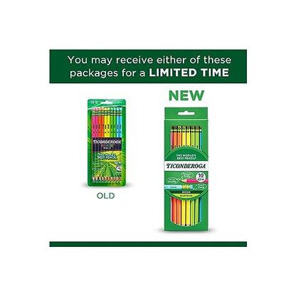 Ticonderoga 13810 Pre-Sharpened Pencil, HB, 2, Assorted Color Barrels, 10/Set
