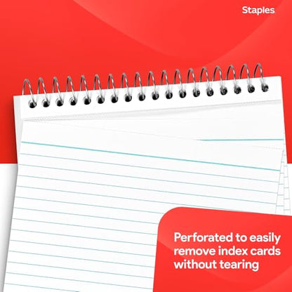 Staples Index Cards, 4" x 6", Lined, White, Acid‑Free, Micro‑Perforated, 150 Cards – Tear‑Off Ruled Cards for Notes & Projects - style: 3 Pack