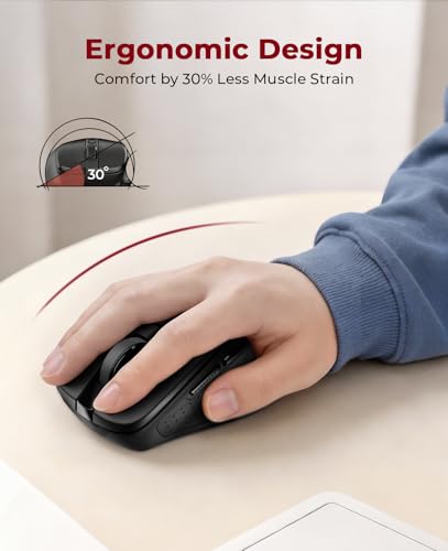 Redragon Wireless Mouse BT5.0/3.0 & 2.4G, 6 Buttons, 5 Level 4000DPI Bluetooth Mouse, 18 Months Battery, Portable Optical Computer Mice for Laptop, PC, Chromebook, Windows, Mac-Black - color: Black