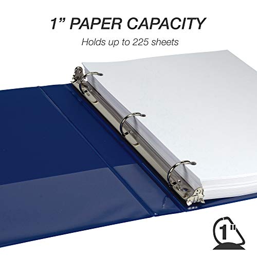 Samsill Durable 1 Inch Binder, D Ring Binder, Customizable Clear View Cover, Dark Blue, Holds 225 Pages - color: Dark Blue, size: 1 Pack, style: 1 Inch