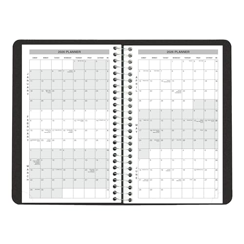 Blueline® 2026 Essential Daily Planner, Appointment Book, 12 Months, January to December, Spiral Binding, 8" x 5", Black (C2504.81T-26)