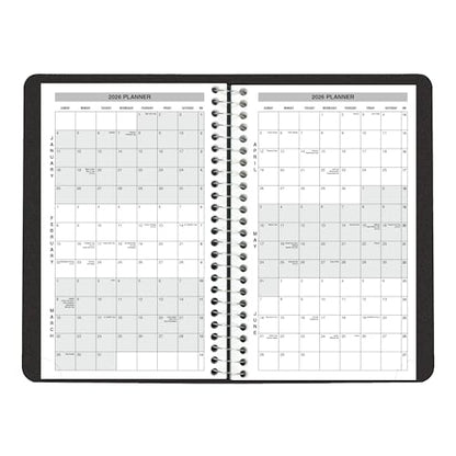 Blueline® 2026 Essential Daily Planner, Appointment Book, 12 Months, January to December, Spiral Binding, 8" x 5", Black (C2504.81T-26)