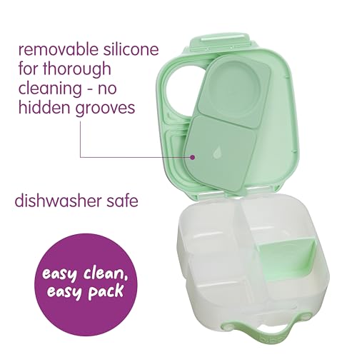 b.box Mini Lunch Box Kids | 4.25 Cup Leak Proof Bento Box for Kids Ages 3+ | 3 Compartment Snack Containers, School Lunch Container, Dishwasher Safe, BPA-Free, PFAS-Free - Spearmint - color: Spearmint, size: 1-pack