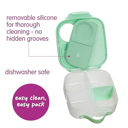 b.box Mini Lunch Box Kids | 4.25 Cup Leak Proof Bento Box for Kids Ages 3+ | 3 Compartment Snack Containers, School Lunch Container, Dishwasher Safe, BPA-Free, PFAS-Free - Spearmint - color: Spearmint, size: 1-pack