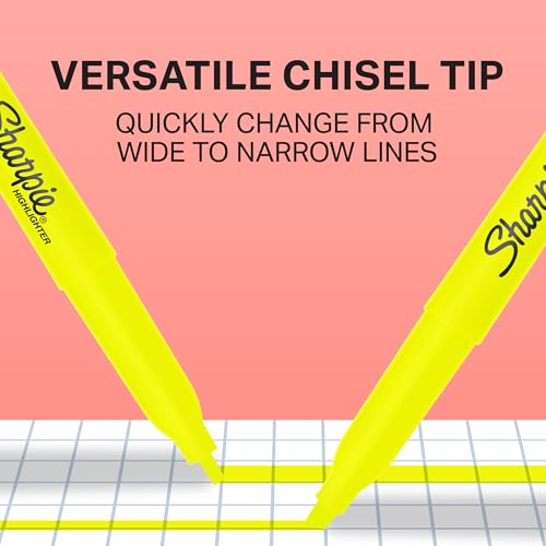 Sharpie Pocket Style Highlighters, Chisel Tip, Fluorescent Yellow, Box of 12 - size: 12 Count