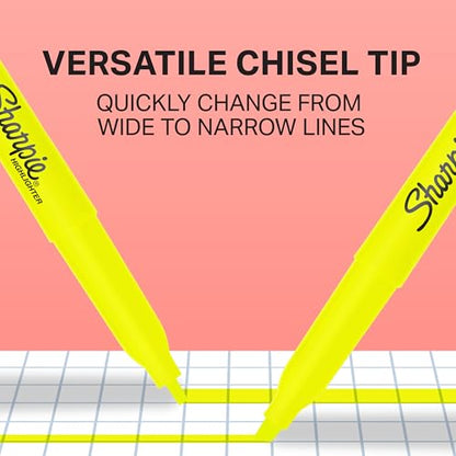 Sharpie Pocket Style Highlighters, Chisel Tip, Fluorescent Yellow, Box of 12 - size: 12 Count