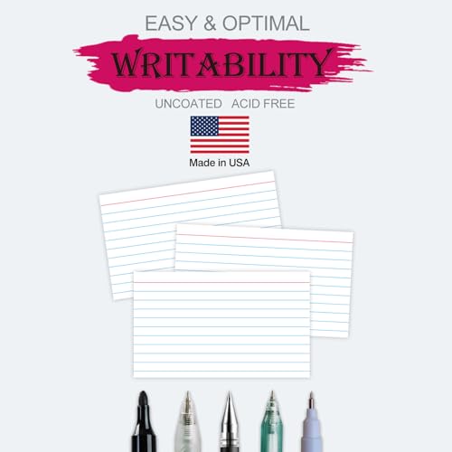 WritePads Index Cards Bulk Heavy Weight Lined Flash Index Card Wide Ruled Study Cards Blank Back Bulk Pack of 2400 Notecards (24pk of 100) for Studying School Home Office Made in USA(3x5) - color: White 3x5-24 Pack