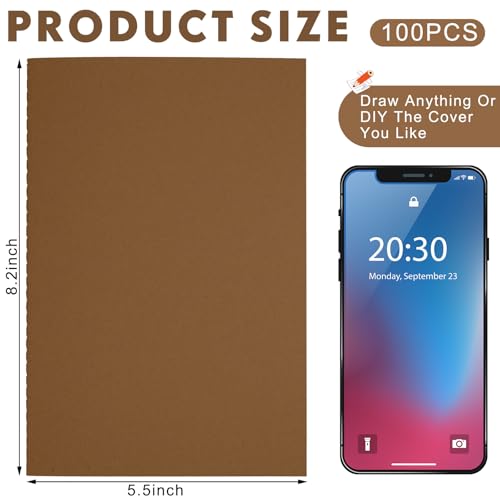Mimorou 100 Pcs Journals Notebooks Bulk - Kraft Softcover A5 Small Notebooks 5.5 Inch x 8.3 Inch Notepads with 60 Page 30 Sheet for Writing Sketch Travel Office Supplies(Dark Brown,Lined) - color: Dark Brown, style: Lined