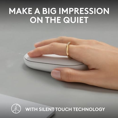Logitech M350s Pebble 2 Bluetooth Wireless Mouse - Tonal White | Slim Bluetooth, Portable, Lightweight, Customizable Button, Quiet Clicks, Easy-Switch for Windows, macOS, iPadOS, Chrome OS - color: Tonal White