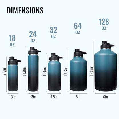 Fijinhom Insulated Water Bottle with Handle, 304 Stainless Steel Water Bottles with Wide Mouth, Double Wall Vacuum Sports Water Bottle, BPA Free, Keep Cold and Hot, 24 Ounces, Monster Blue - color: Monster Blue, size: 24 Ounces
