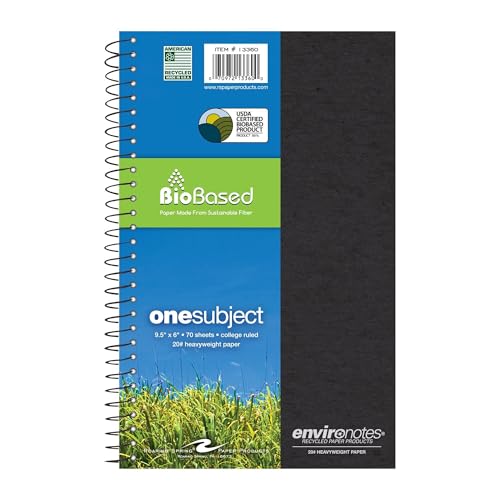 Roaring Spring Environotes Recycled Notebook, 70 Sheets, 9.5" x 6", College Ruled, 1 Subject Notebook, Assorted Earthtone Cover Colors - size: 9.5" x 6", style: Single Notebook