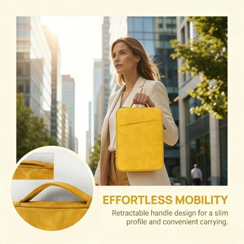 Laptop Sleeve 16 inch,Laptop Sleeve Bag Compatible with MacBook Pro/Air,HP,Dell,Lenovo,Slim Shockproof Cover with Accessory Pocket(Yellow) - color: Yellow, size: 16 inch