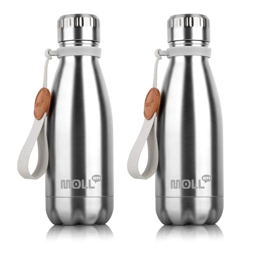 Kids Water Bottle-9 oz Stainless Steel Vacuum Insulated Small Water Flask for Kids Back to School, Cola Shape Sports Water Bottle Leak Proof (Silver) - color: Silver 2Pack, size: 9 Ounces