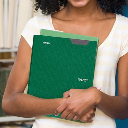 Five Star 2-Pocket Folder, Plastic Folder with Stay-Put Tabs and Prong Fasteners, Holds 8-1/2" x 11" Paper, Forest Green (72111) - color: Green, size: 1 Count (Pack of 1)
