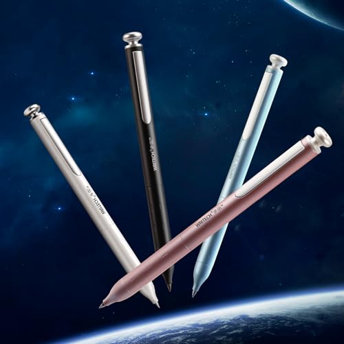 WRITECH Gel Pens Fine Point: Premium Metal Barrel Retractable 0.7mm Black Ink Pen 2ct with 2 Refills No Smear & Bleed Quick Dry Smooth Writing Silent Click Luxury Up-Gel - color: Blue & Pink