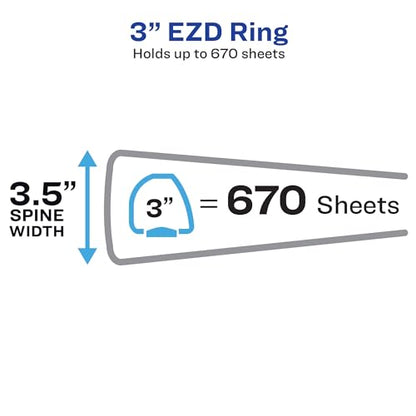 Avery Heavy-Duty Clear View 3 Ring Binders, 3 Inch EZD Rings, 2-Pack of Red Binders (39701) - color: Red, size: 3"