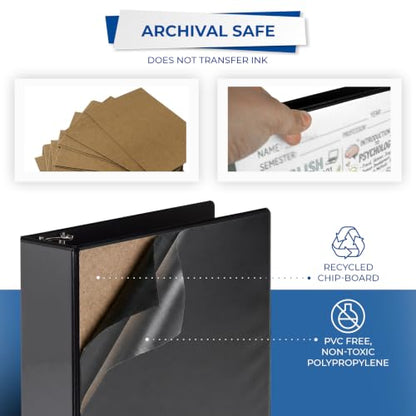 Samsill 3 Inch 3 Ring Binder, Economy Round Ring, Clear View Cover, 550 Sheet Capacity - for School, Home, Office - Black - size: 1-Pack, style: 3 Inch