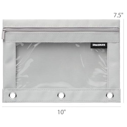 SPACEMATE Binder Pencil Pouch Case Box Bag for 3 Ring Binder School Supplies Girls Boys Kids, Clear Preppy Stuff Large Aesthetic Pen Organizer, Back to College Stationary, 1 Pack, Gray - color: Gray