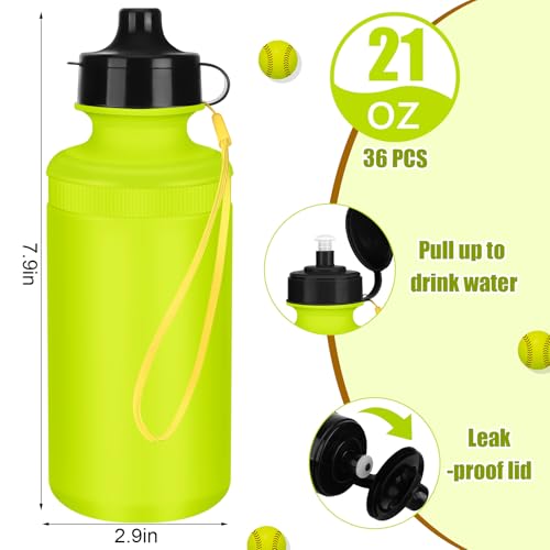Zubebe 36 Pcs Sports Water Bottles Bulk Squeeze Reusable Plastic Water Bottles Back to School Supplies Summer Gifts for Students School Travel Hiking Cycling Event Team Gift - color: Fluorescent Green