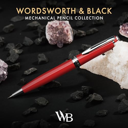 Wordsworth and Black Mechanical Pencil Graphite Lead- Stunning Luxury Metal Pencil, Red Chrome Finish, 0.7mm Led, Best Gift Set for Men & Women, Professional Executive Office Pencils - color: Red Chrome