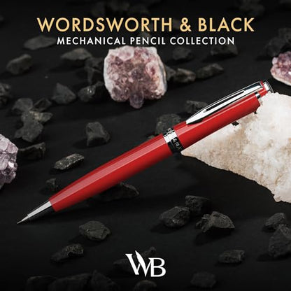 Wordsworth and Black Mechanical Pencil Graphite Lead- Stunning Luxury Metal Pencil, Red Chrome Finish, 0.7mm Led, Best Gift Set for Men & Women, Professional Executive Office Pencils - color: Red Chrome