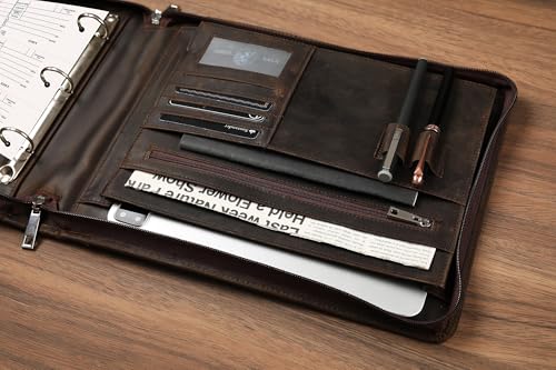 Personalized 3 Ring Check Binder, Engraved Business Checkbook Holder, Zippered for 3 & 9 Holes Checks, 3 on a Page, Dark Khaki - Custom - color: Dark Khaki-2, size: Custom