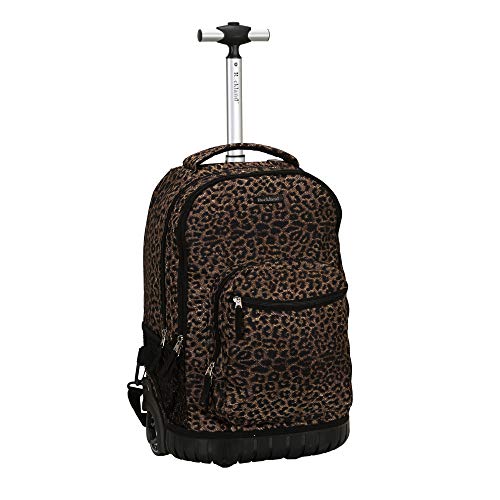 Rockland Single Handle Laptop Rolling Backpack, 19", Leopard - color: LEOPARD