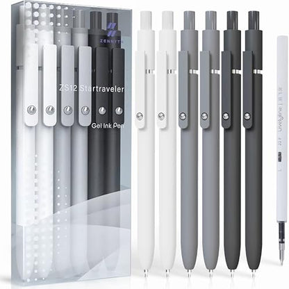 KALARA Aesthetic Gel Ink Pens, 0.5mm Fine Point for Smooth Writing, 6 Pens + 1 Refill No Smear & Bleed Quick Dry, Retractable, Ideal for Journaling and Note-Taking, Stylish Office and School Supplies - size: 6Pens + 1Refill