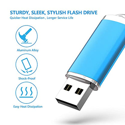 KOOTION Flash Drive 8GB 10 Pack USB 2.0 Thumb Drive Capped Memory Stick Jump Drive, Blue - size: 8GB, style: Blue-10 Pack