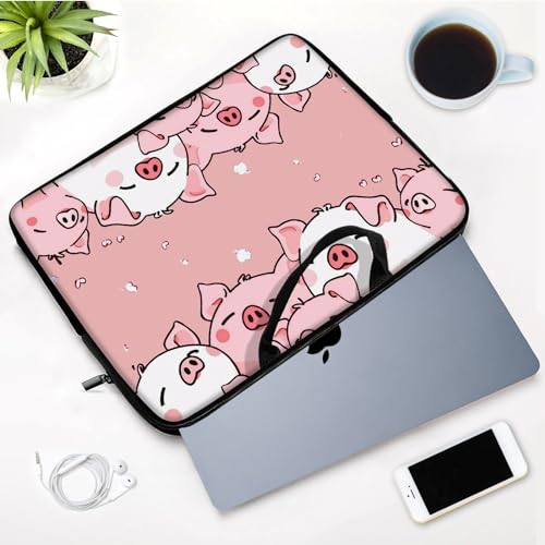 Laptop Sleeve Bag with Handle Computer Protective Soft Cover Case for 14 Inch 13 Inch Laptop,Cute Pink Pig - color: Cute Pink Pig