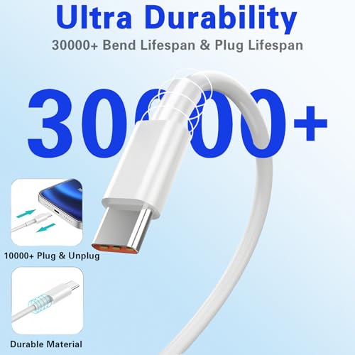 5pack USB A to C Cable 60W【2 * 6.6Ft+3 * 3.3Ft】 Fast Charging 6A Quick Charger Cord, Compatible with iPhone 17/16/15,Samsung Galaxy S10 S9 S8 Plus, Note 10 9 8, LG V50 V40 G8 G7 (White) - size: 3.3ft+3.3ft+3.3ft+6.6ft+6.6ft