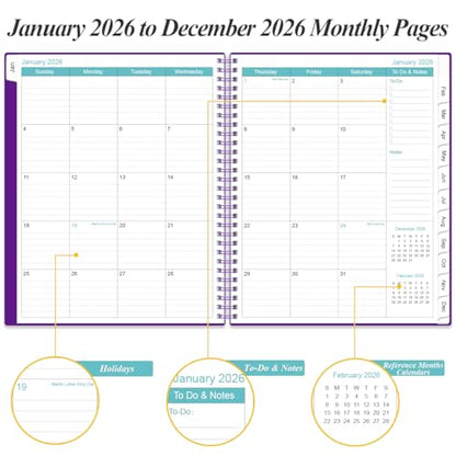 Daily Planner 2026 Full Page Per Day- 2026 Daily & Monthly Planner from January 2026 to December 2026, Day Planner 2026 with 12 Months Tabs, 8.5" x 11", Purple - color: Purple, size: 8.5" x 11"