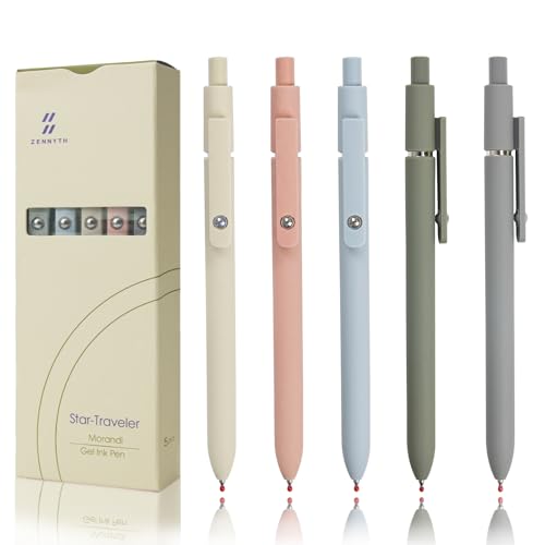 5 Pcs 0.5mm Quick Dry Pens Fine Point Smooth Writing Pens for Journaling Note Taking Black Ink Gel Pens for Office School Supplies Gifts Women Teacher Students (Morandi Colors) - color: Morandi Colors